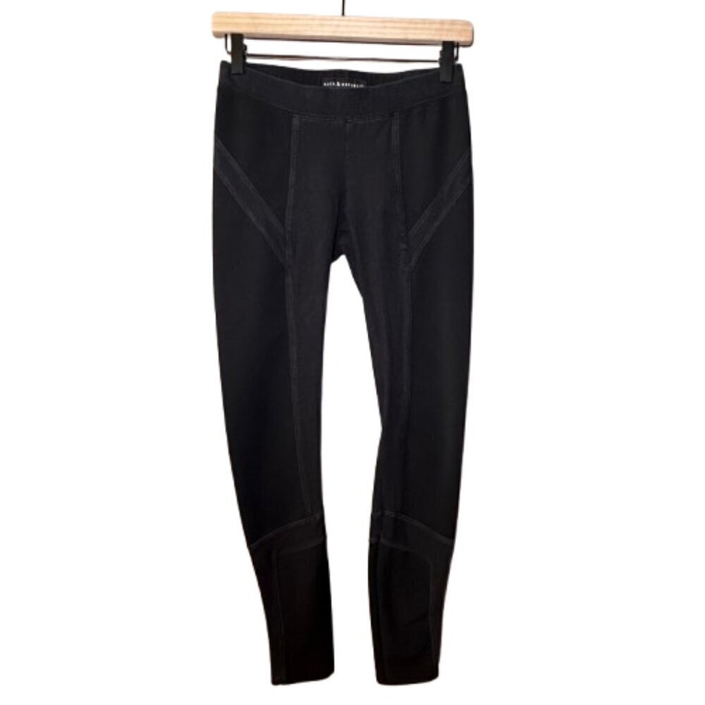 Women's XS Rock & Republic Black Stretch Legging Pants Textured Ribbed